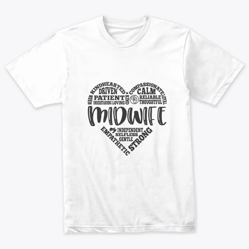 Midwife – Heart Wordcloud Typography