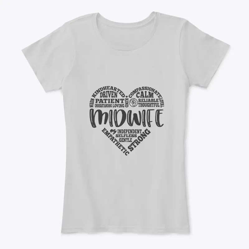 Midwife – Heart Wordcloud Typography