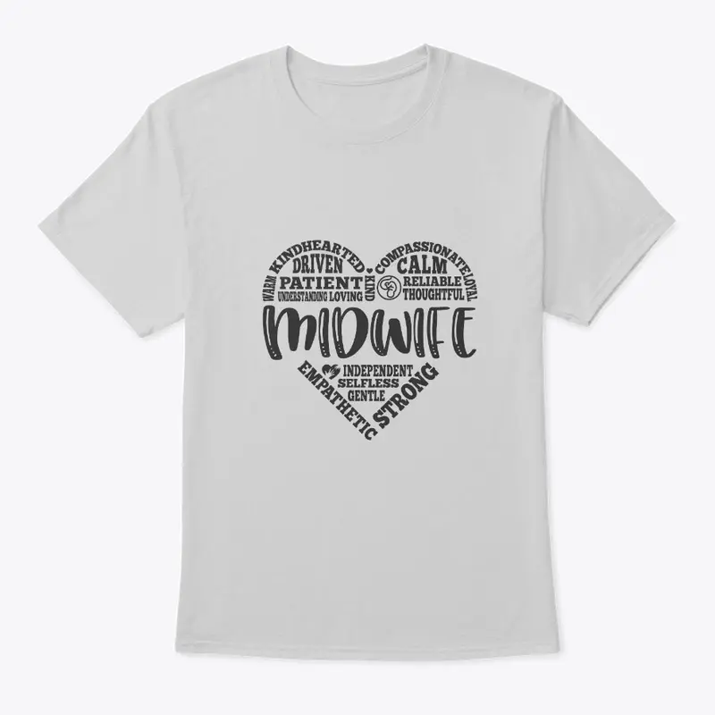 Midwife – Heart Wordcloud Typography