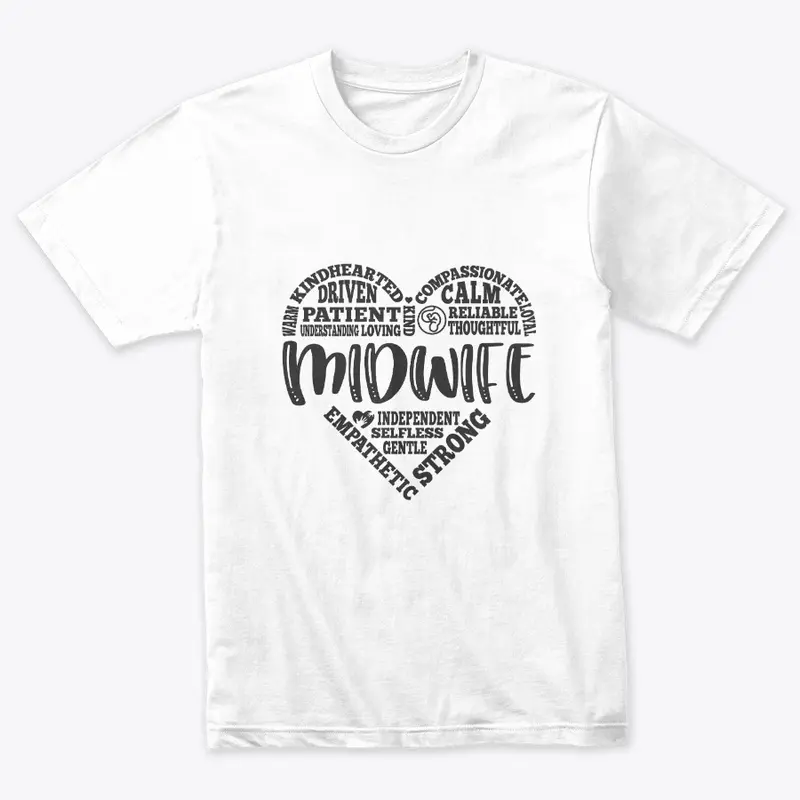 Midwife – Heart Wordcloud Typography